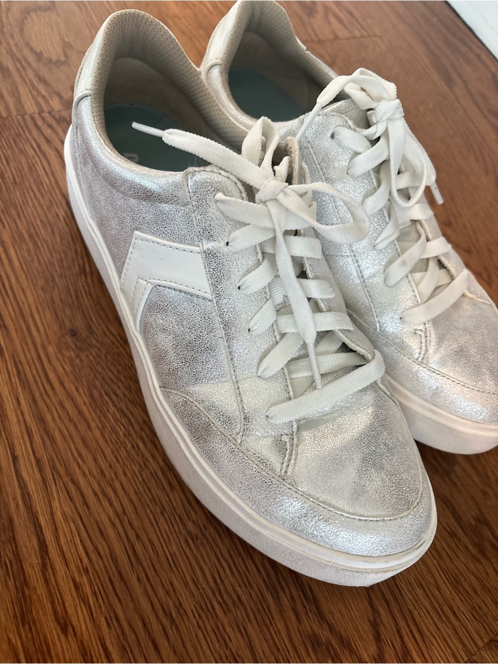 Dr. Scholl's Silver Metallic Platform Sneakers - Picture 2 of 5